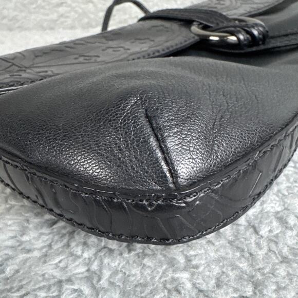 Via Spiga Africa Collection Black Leather Embossed Clutch Purse Magnetic Snap - Picture 11 of 12